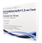 Ропивакаин, раствор для инъекций 7.5 мг/мл 10 мл 5 шт ампулы